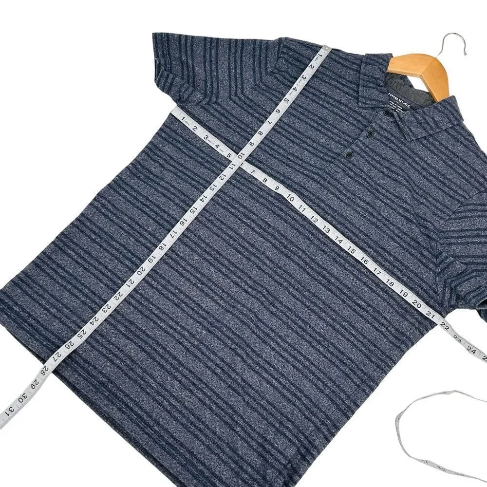 Banana Republic gray and navy stripe polo shirt size large